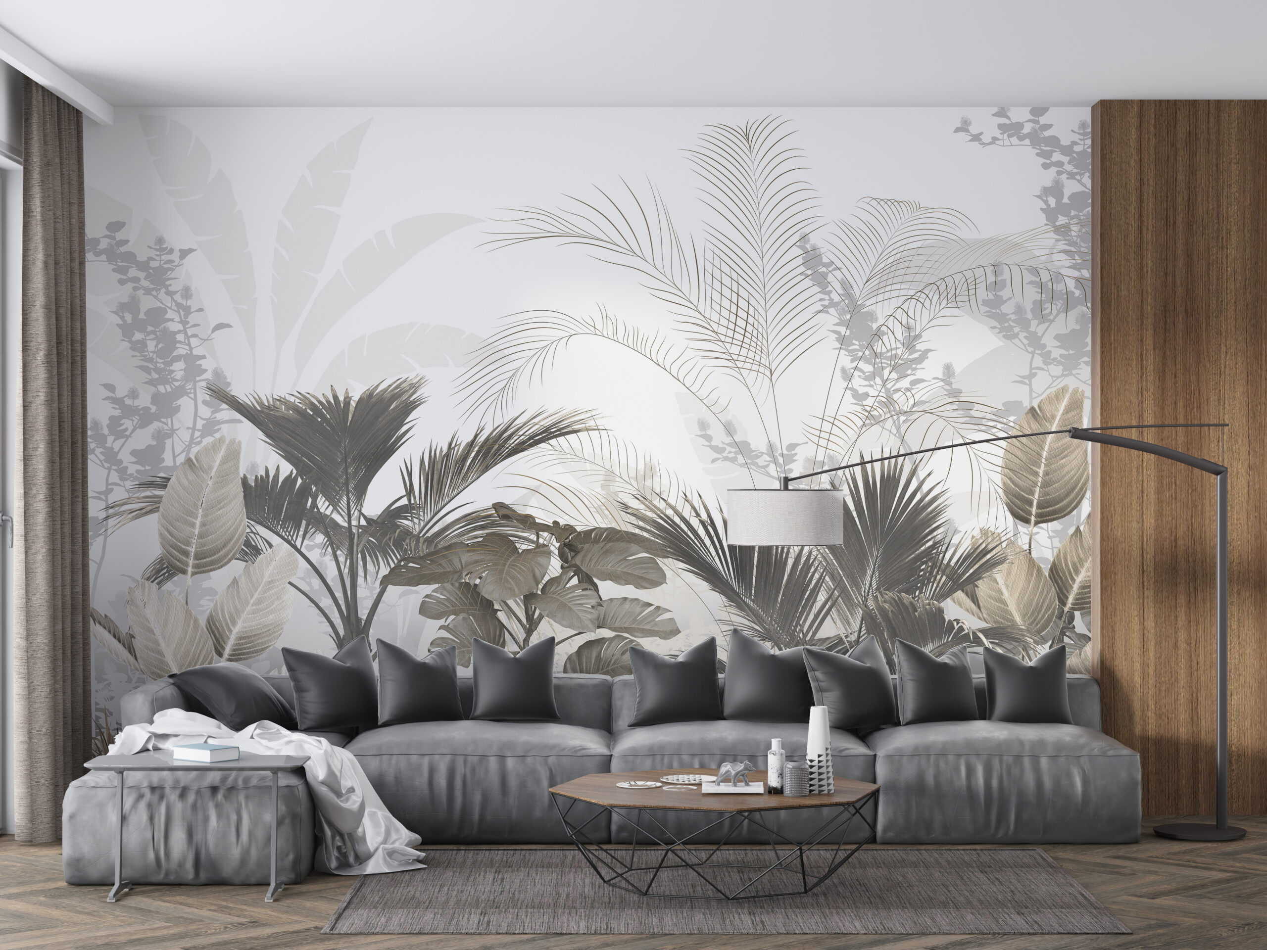 Fototapete Blätter im Nebel