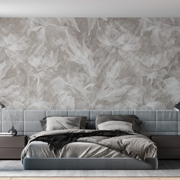 Tapete Blumen Grau Beige