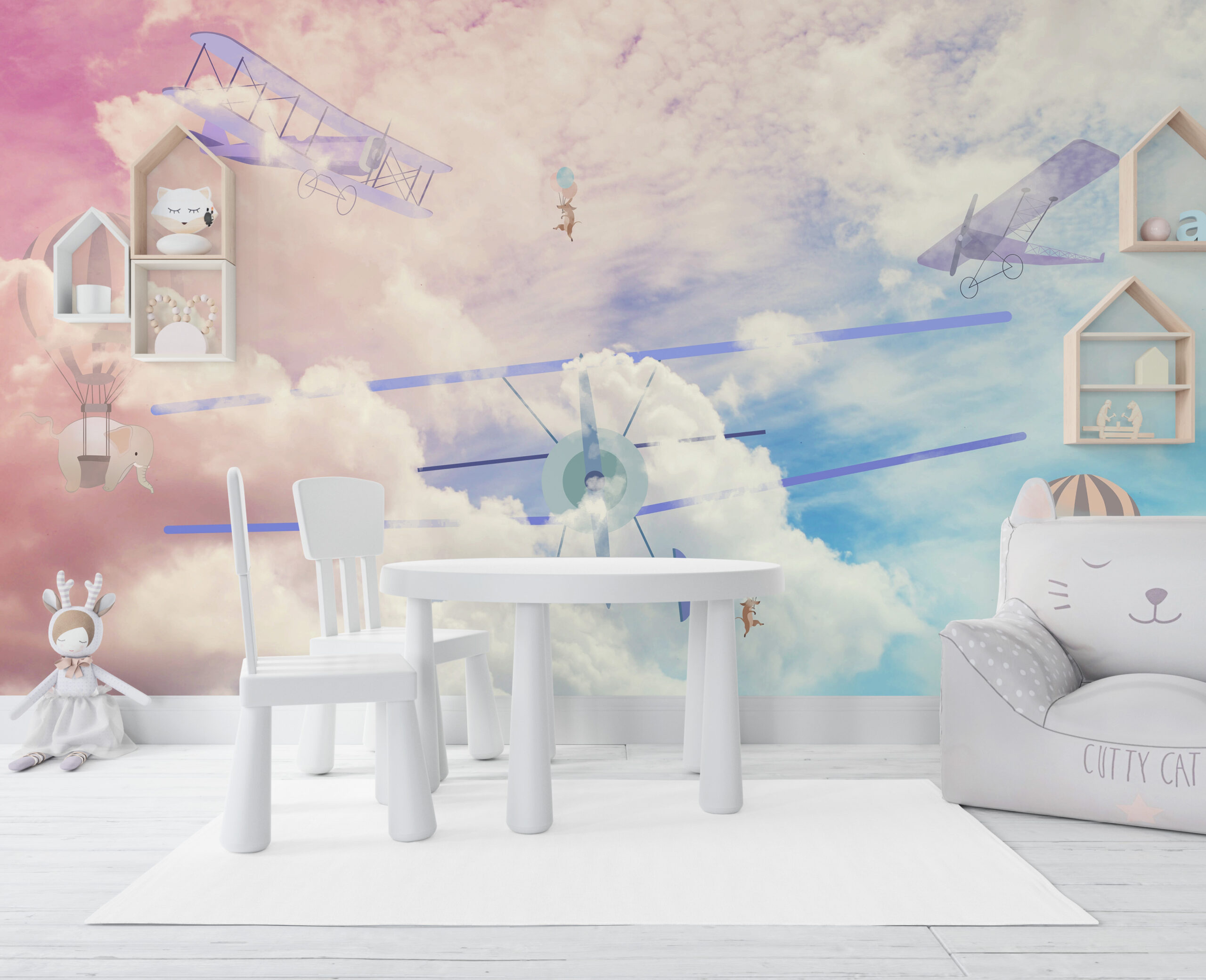 Fototapete Flug in Pastellwolken