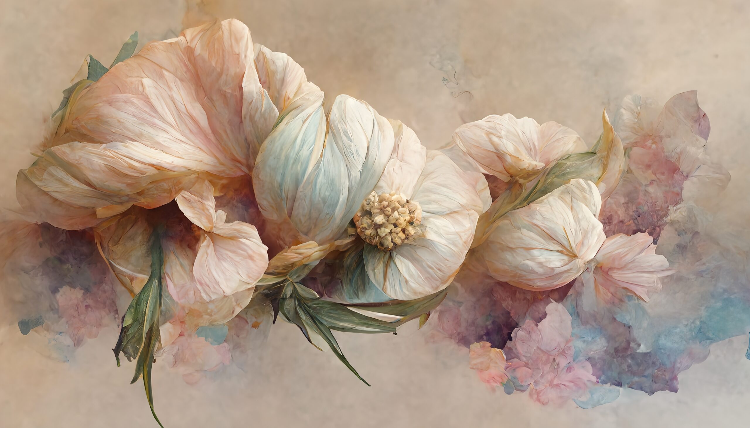 Flowers,In,A,Watercolor,Style.,Drawn,On,A,Textured,Background