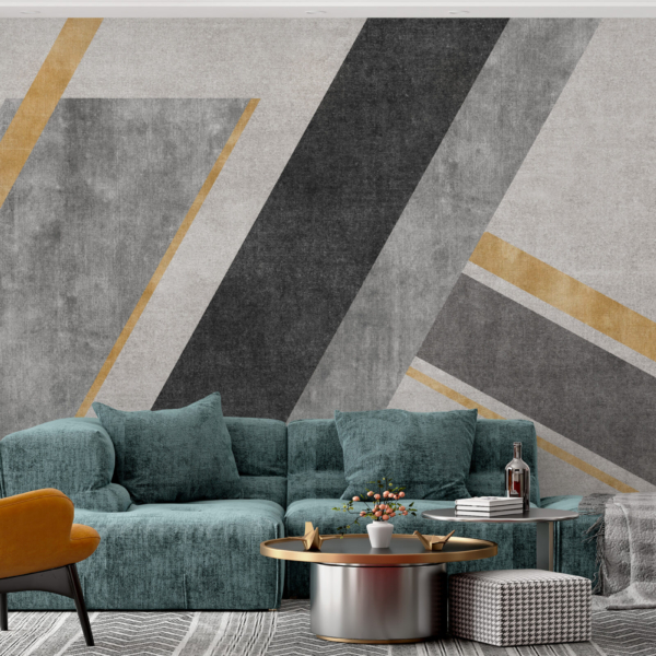 Fototapete Streifen in Grau- und Goldtönen