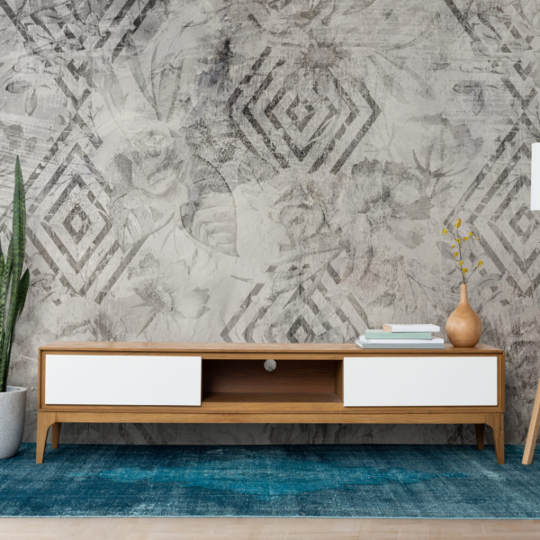 Tapete Geometrie und Blumen