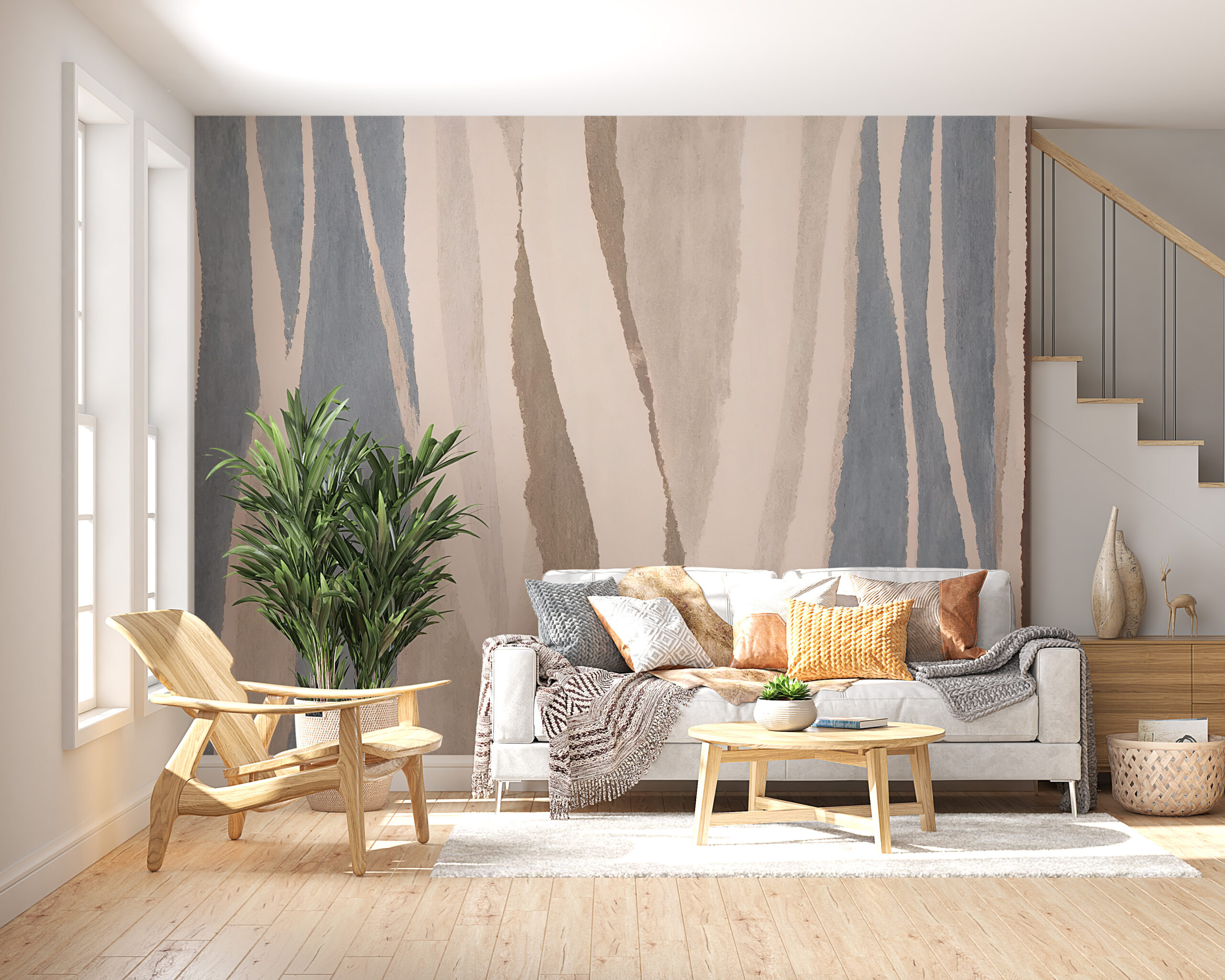 Fototapete Streifen in Braun- und Grautönen