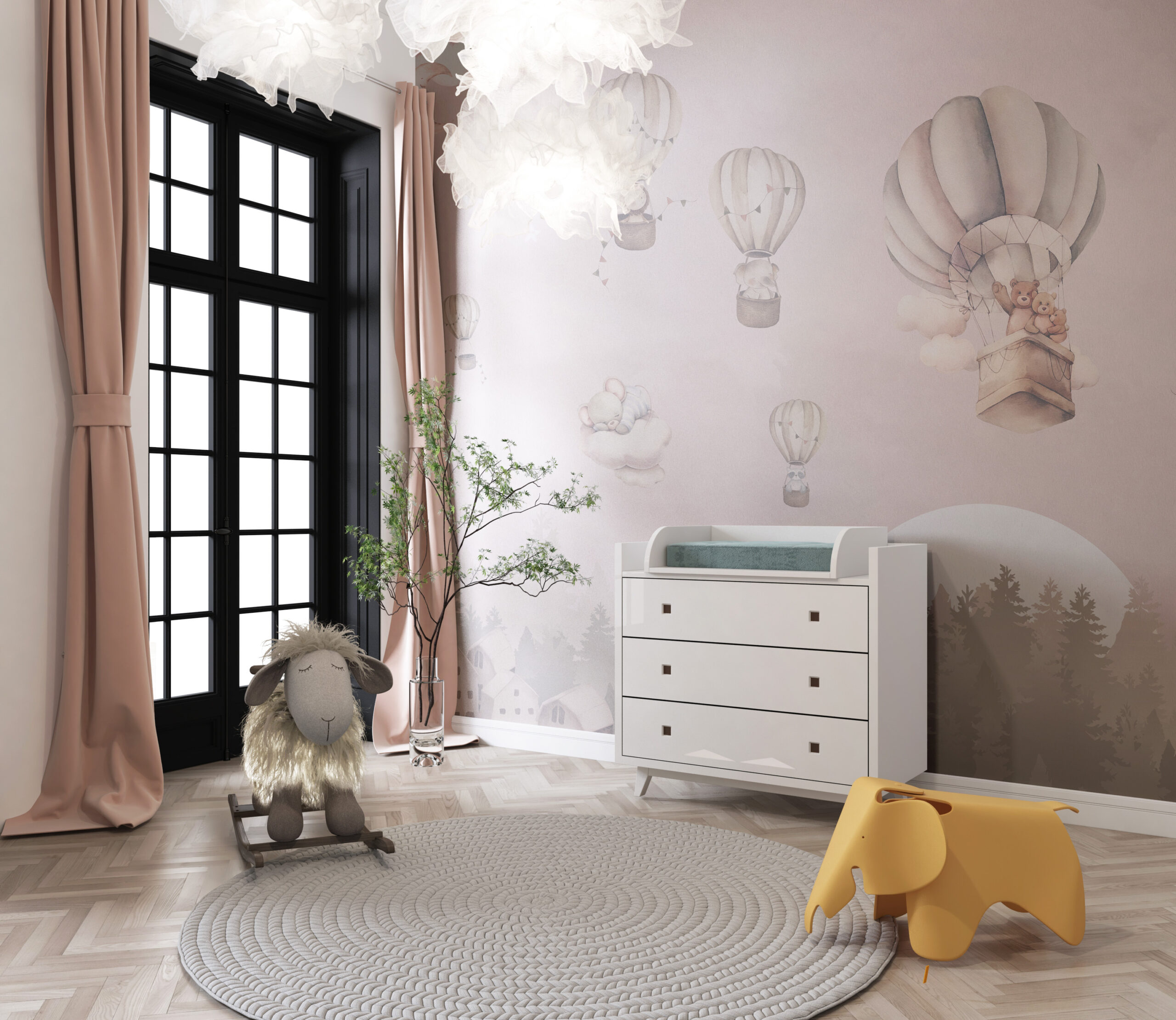 Fototapete Ballonfahrt über dem Wald