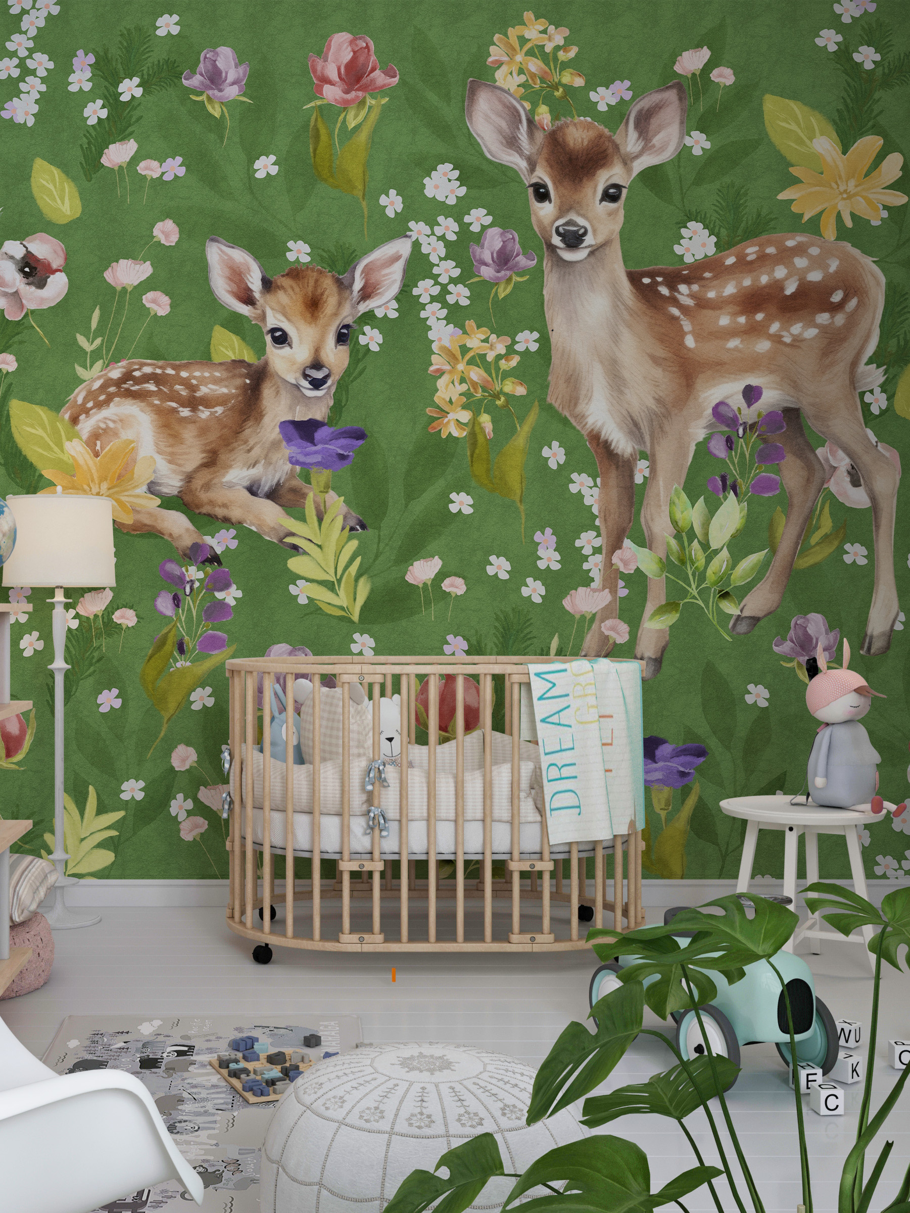 Wandgemälde eines Stachelschweins auf einer Wiese