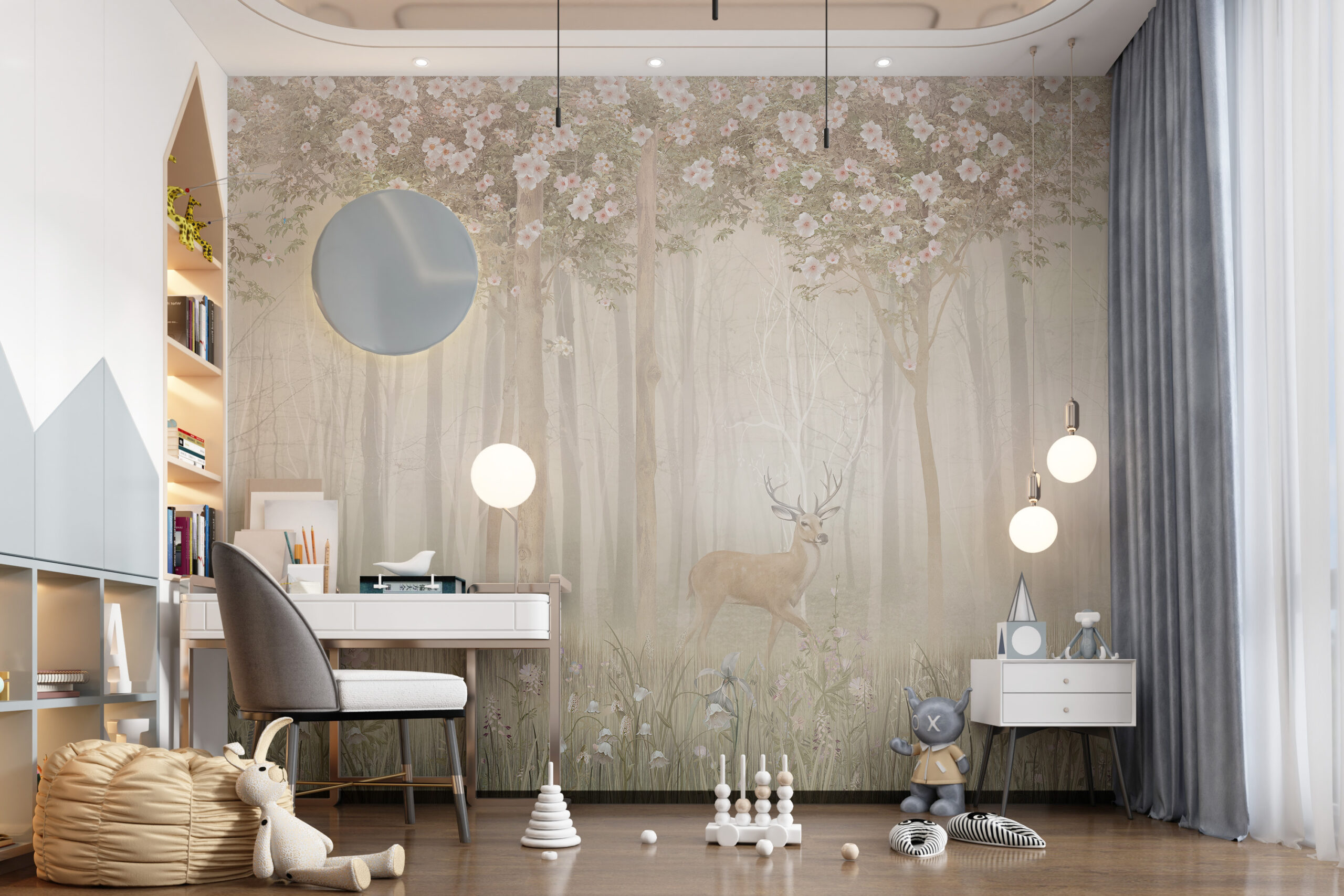 Wandbild Hirsche vor einem Waldhintergrund