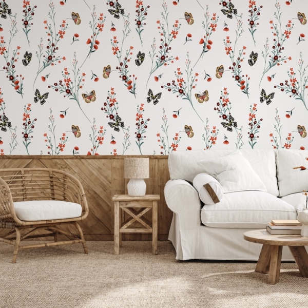 Fototapeten Schmetterlinge und Mohnwebereien