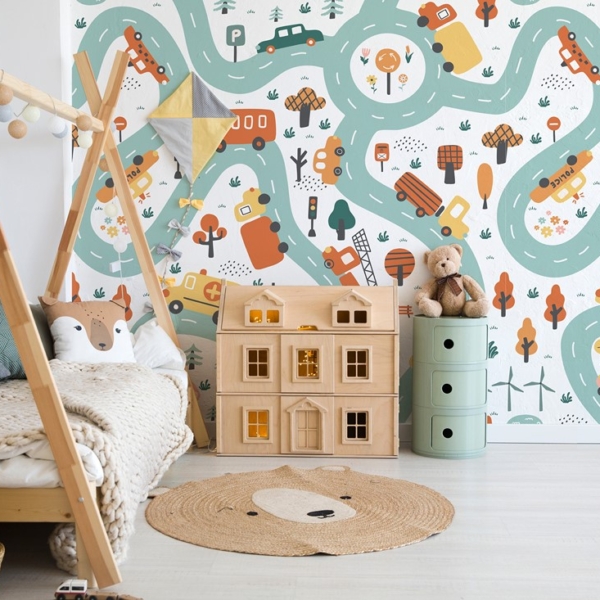 Fototapeten Stadt auf Rädern