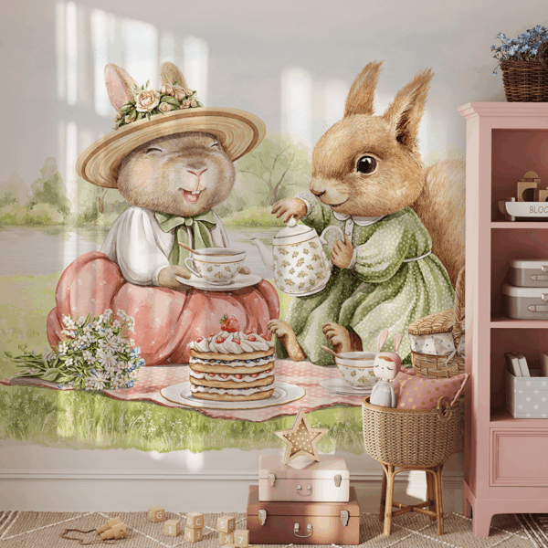 Fototapeten Waldnachmittagstee