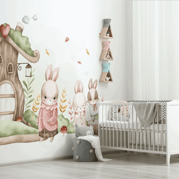 Fototapeten Waldhasenfamilie