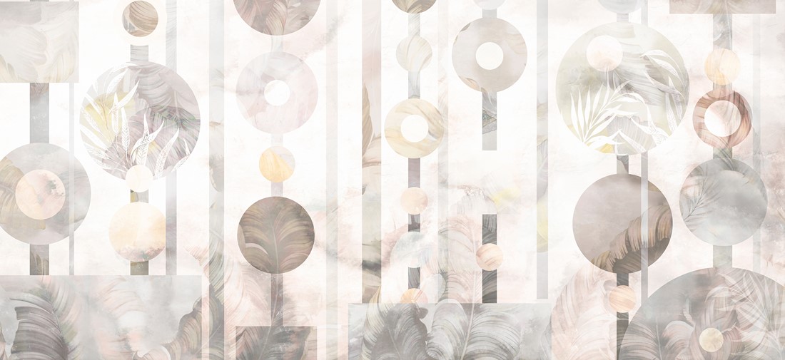 Illustration,Of,Wallpaper,Design,With,Tropic,Leaves,And,Geometry,On