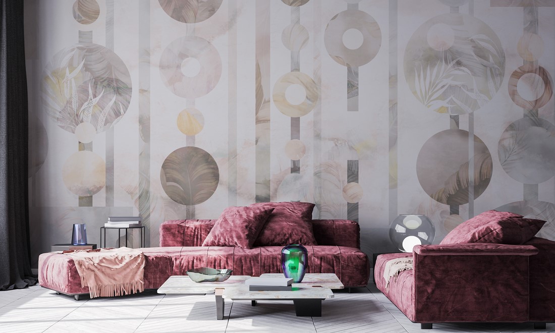 Fototapeten Blätter und Geometrie