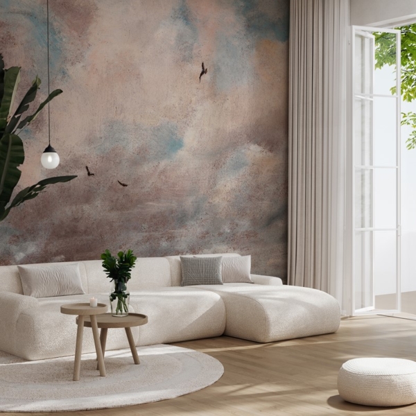 Fototapeten Vögel in den Wolken