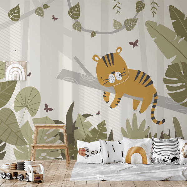 Fototapeten Kleiner Tiger im grünen Wald