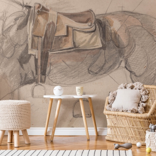 Fototapeten Skizze mit Sattel