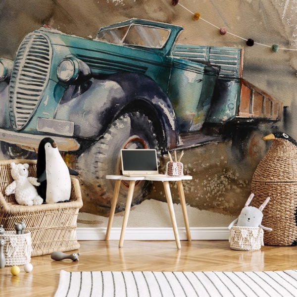 Fototapeten Altes Auto auf dem Bauernhof