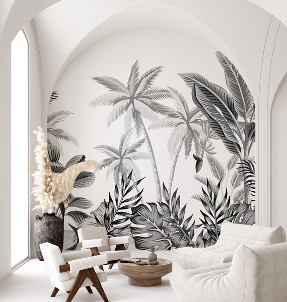 Fototapeten Schwarze und weiße Palmen