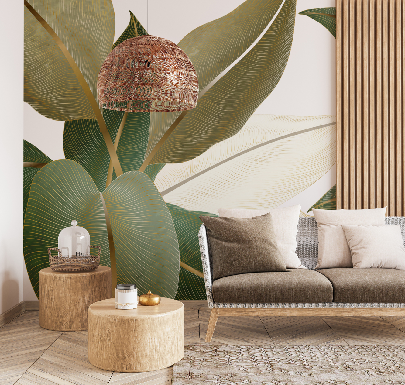 Fototapeten Glamouröse Blättertapete