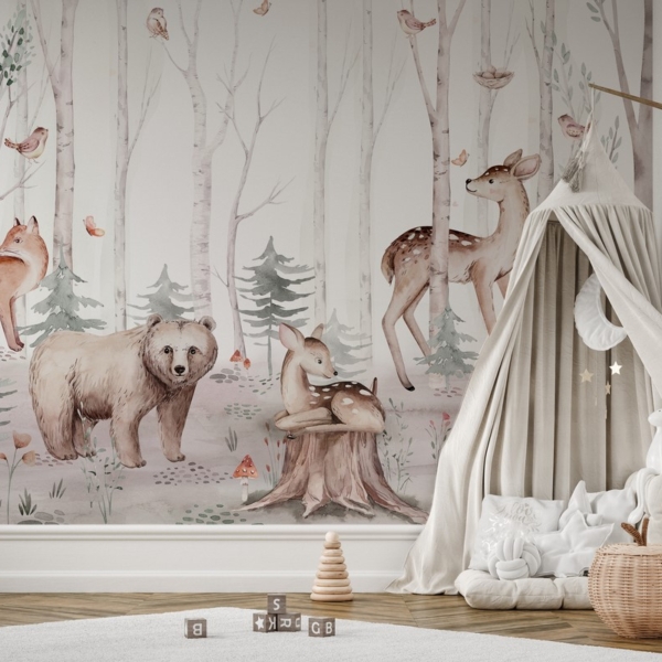 Fototapeten Waldtiere in einer empfindlichen Landschaft