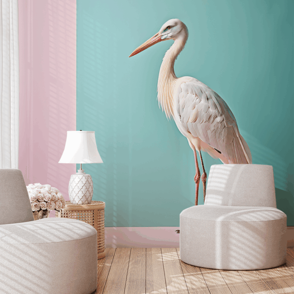 Fototapeten Pastellfarbener Kranich der Eleganz