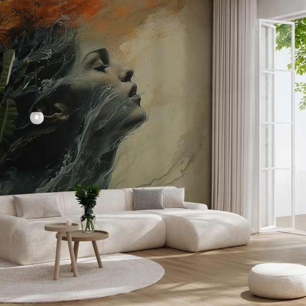 Fototapeten Weibliches Porträt in Abstraktion