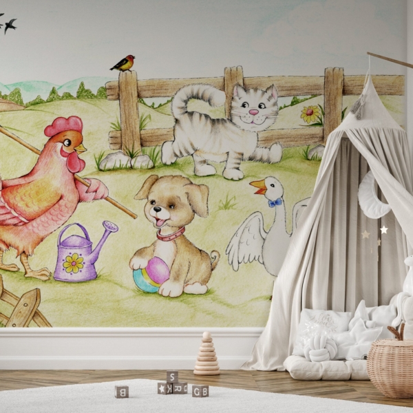 Fototapeten Ein Bauernhof voller Freude