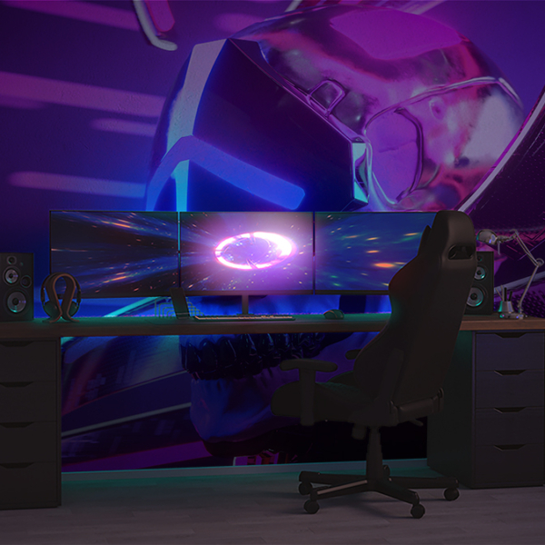 Fototapeten Neon Cyberpunk Schädel