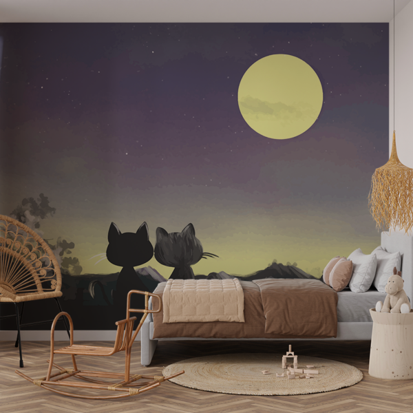 Fototapeten Katzen unter dem Mond