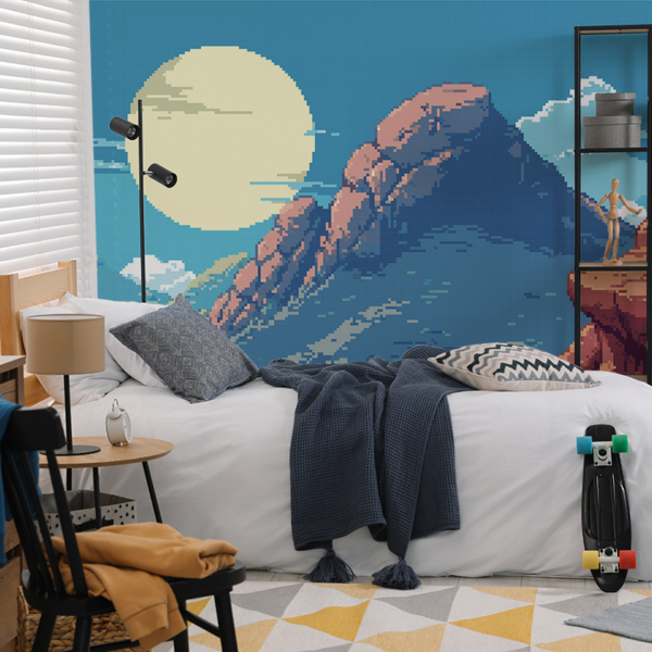 Fototapeten Pixel-Berglandschaft