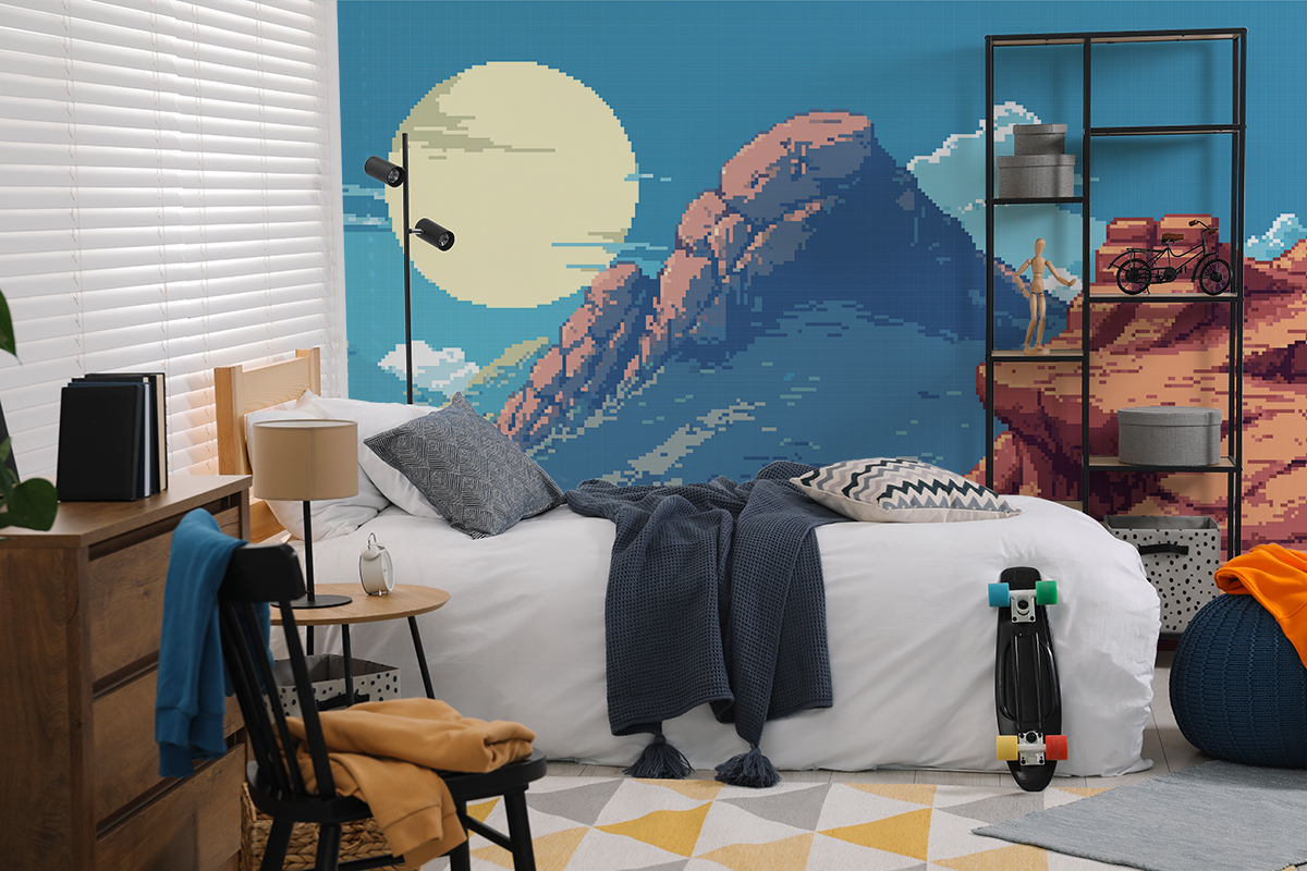 Fototapeten Pixel-Berglandschaft