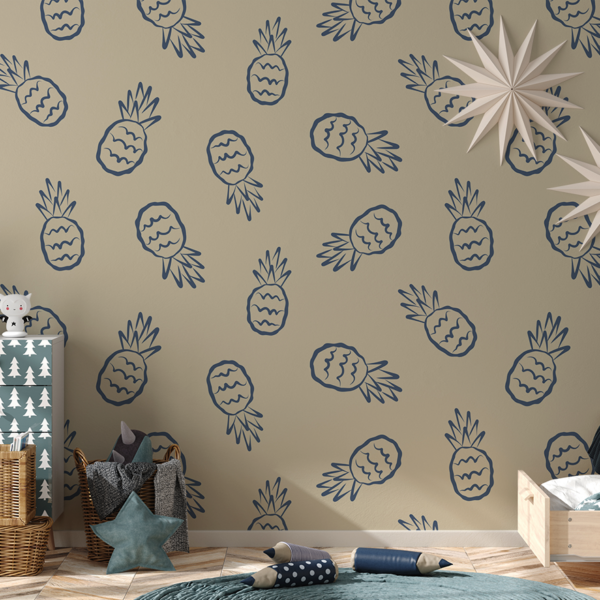 Fototapeten Marineblaue Ananas auf beigem Hintergrund