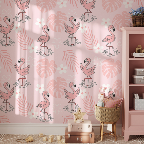 Fototapeten Flamingos in Pink