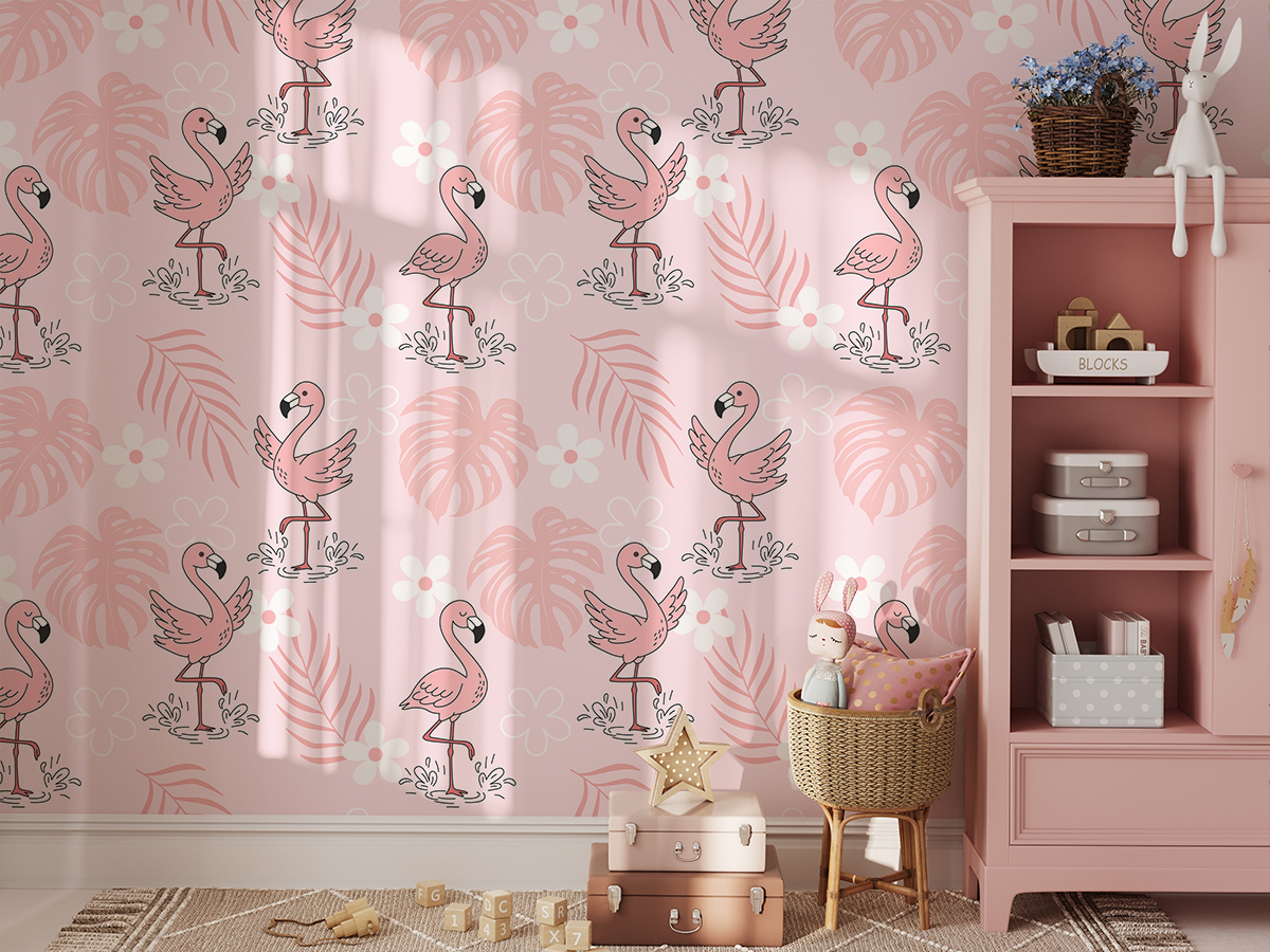 Fototapeten Flamingos in Pink
