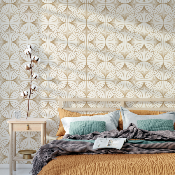 Fototapeten Goldfächer im Art-Deco-Stil