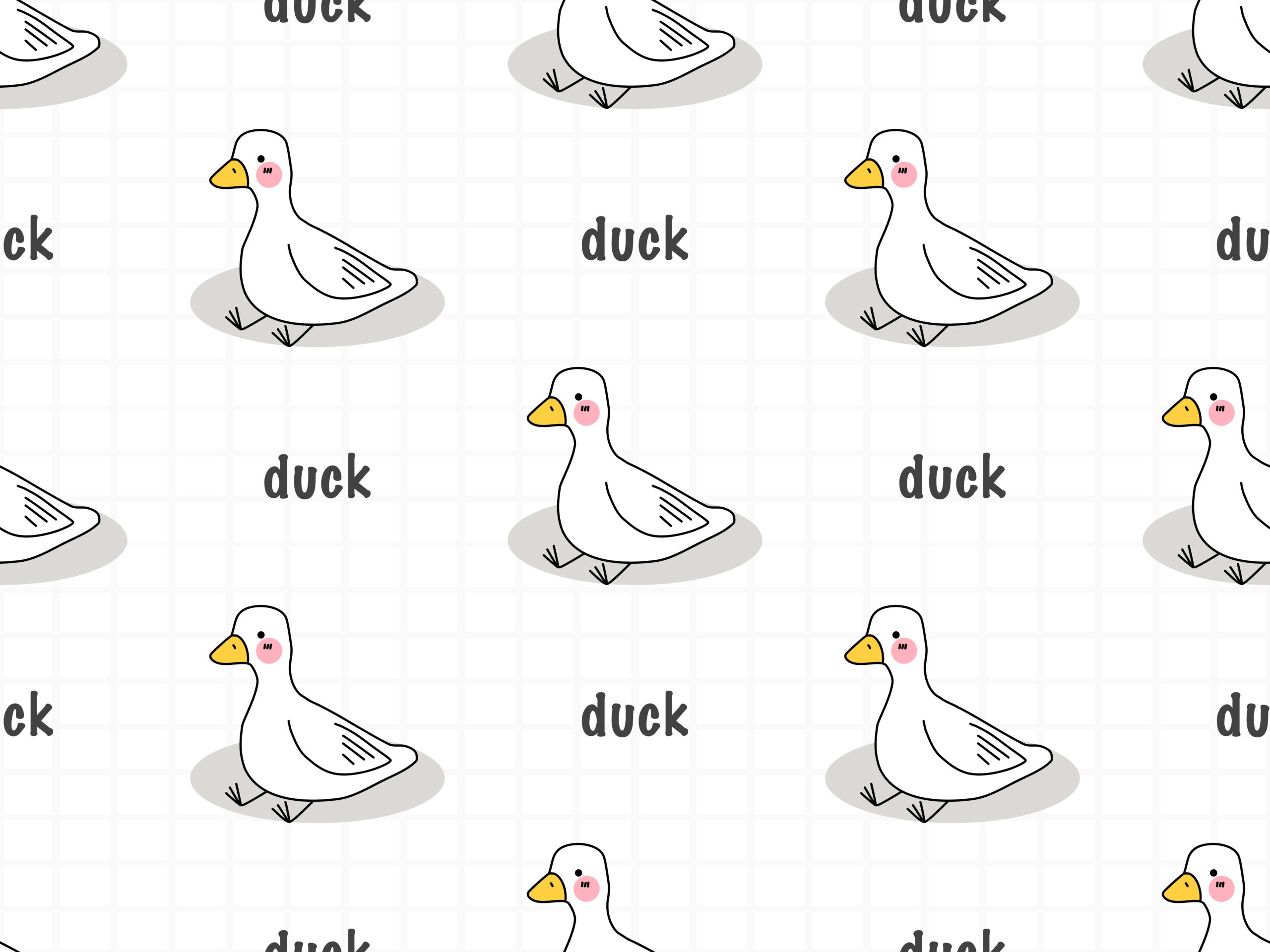 Duck cartoon character seamless pattern on white background