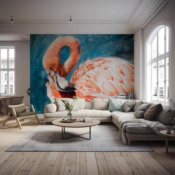 Fototapeten Flamingo in Türkis