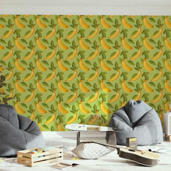 Fototapeten Bananen auf grünem Hintergrund