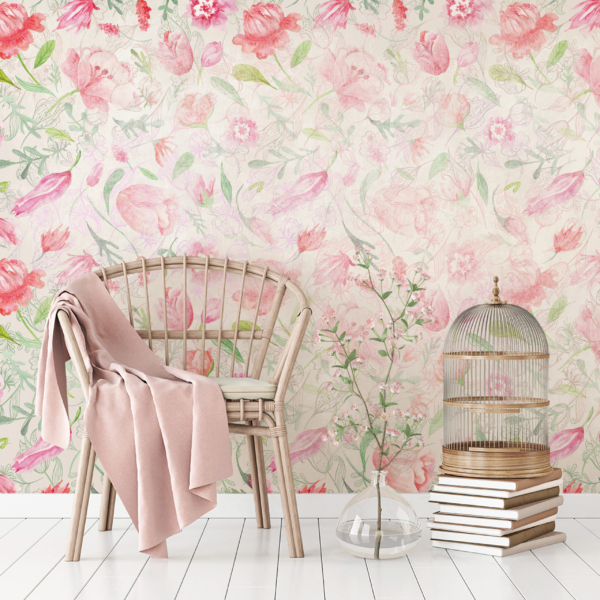 Fototapeten verstreute rosa Blüten