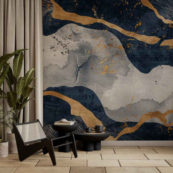Fototapeten Marineblaue Streifen mit Gold