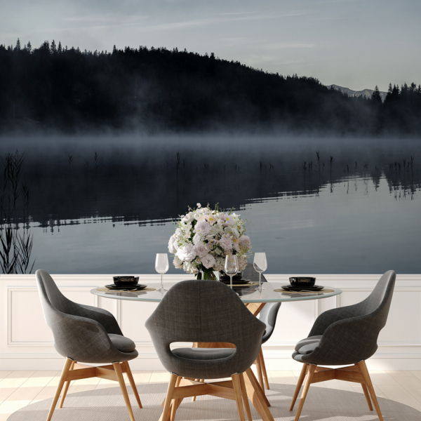 Fototapeten Nebel über dem See
