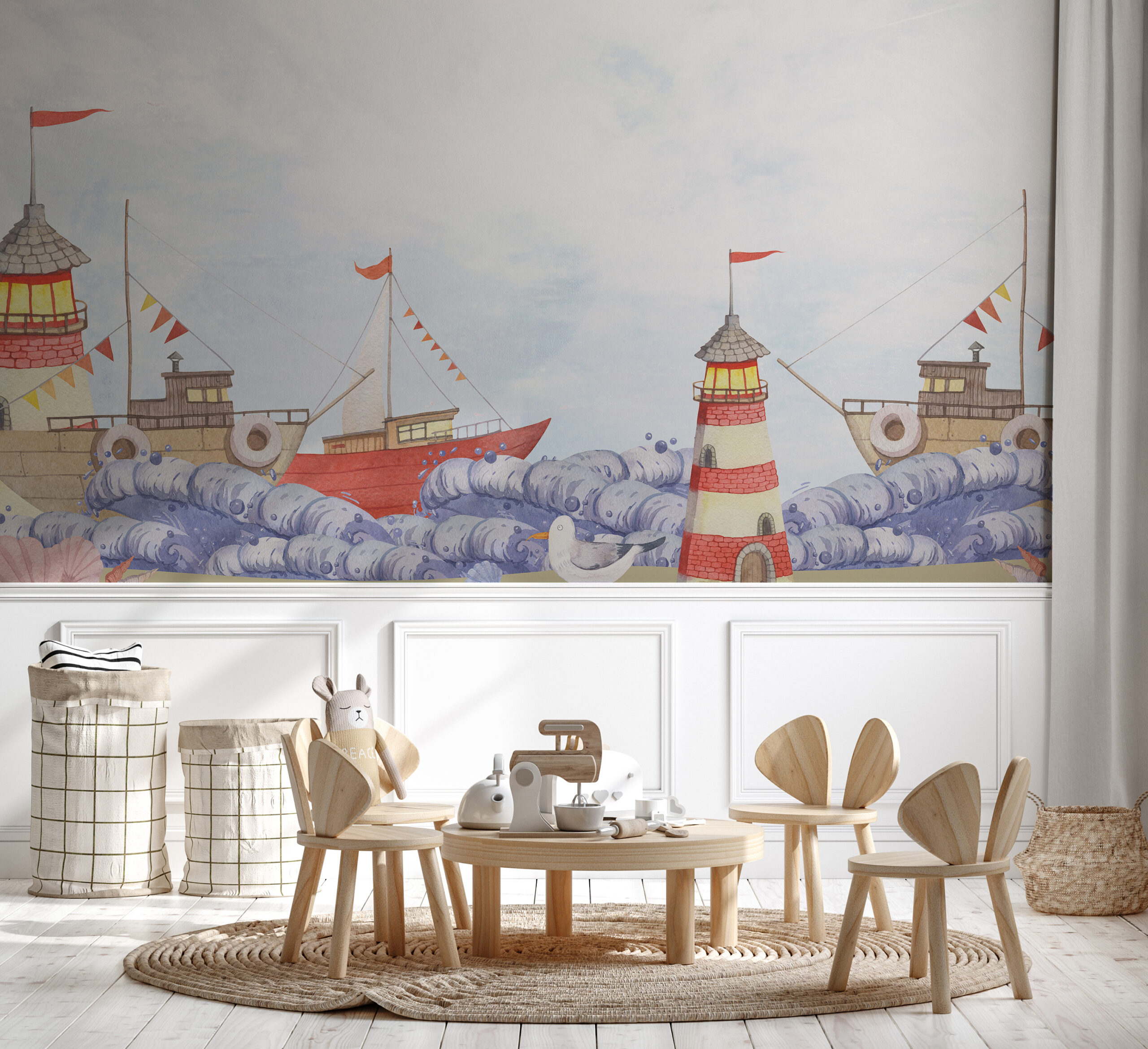 Fototapeten Leuchtturm und Segelboote