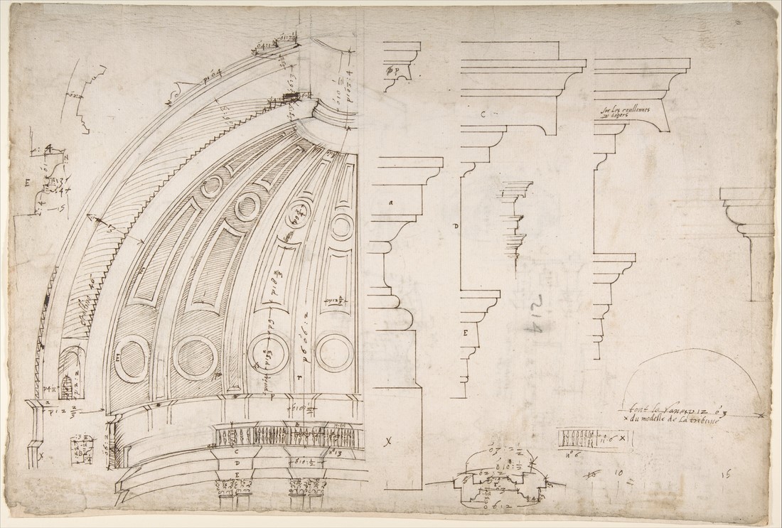 St,Peter's,,Dome,And,Drum,,Interior,Section,And,Elevation,,And