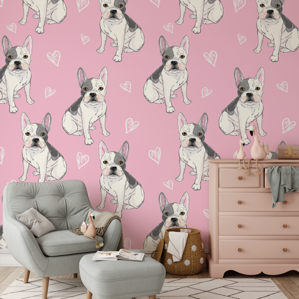 Fototapeten Bulldogge in Pink