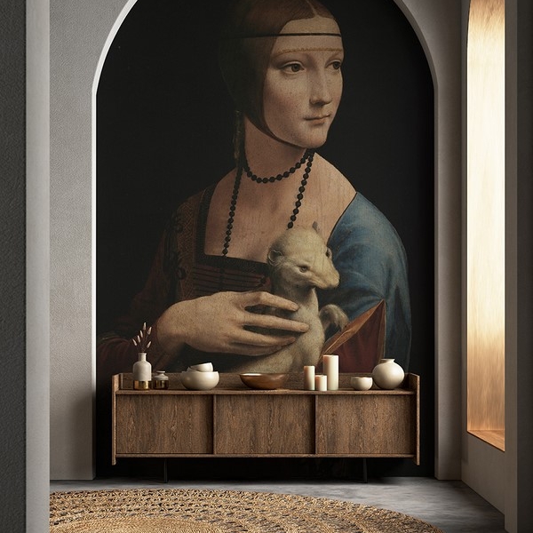 Fototapeten Dame mit einem Hermelin