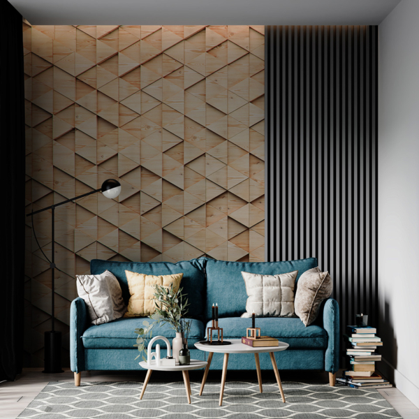Fototapeten 3D-Holzgeometrie