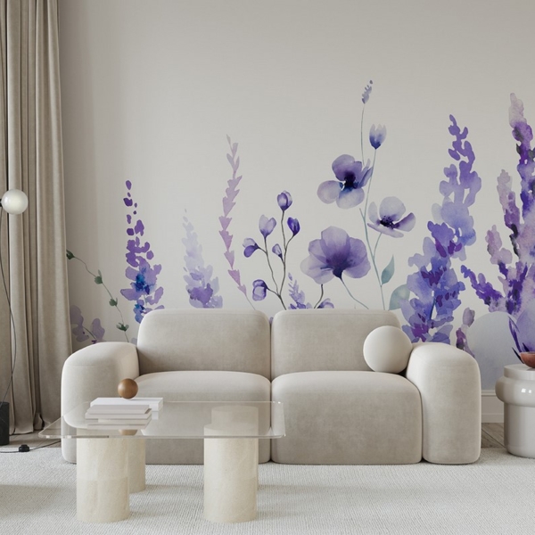 Fototapeten Lavendel auf Weiß