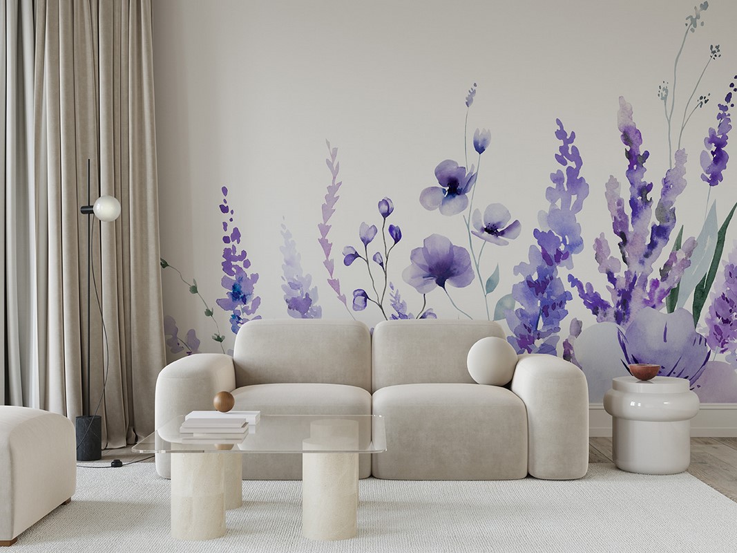 Fototapeten Lavendel auf Weiß