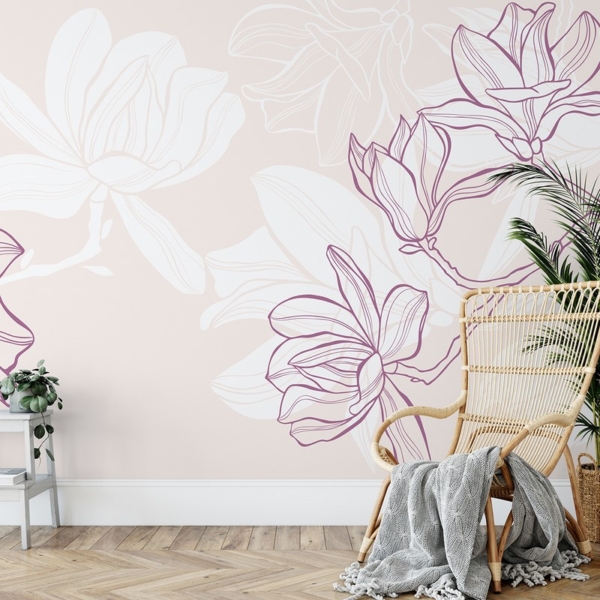Fototapeten Magnolien in der Kontur