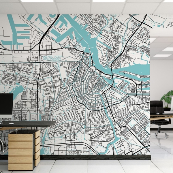 Fototapeten Stadtplan von Amsterdam