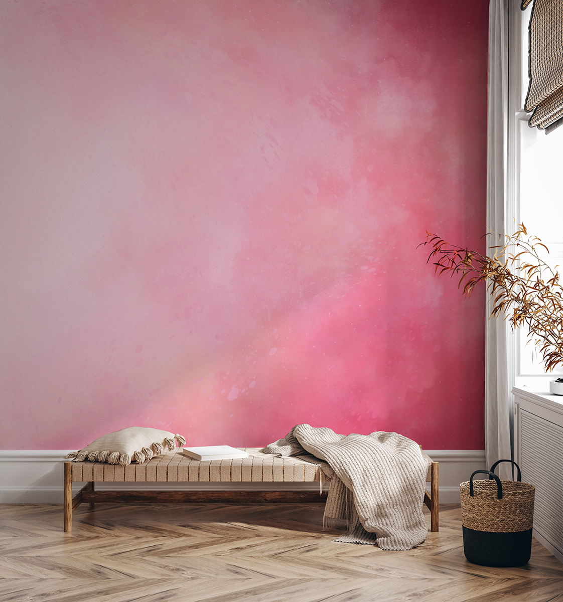 Fototapeten Rosa Aquarell-Ombré